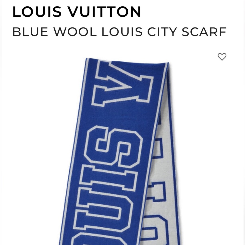 BRAND NEW WITHOUT TAG LOUIS VUITTON BLUE WOOL LOUIS CITY SCARF - Picture 1 of 5